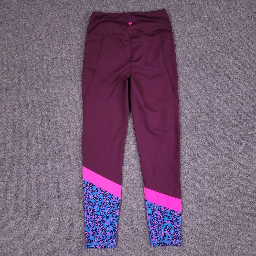 Lilly Pulitzer Luxletic Cropped Leggings Women M Purple Floral Athletic Gym Yoga - Picture 2 of 13